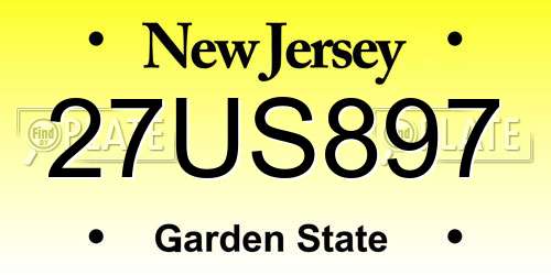 27US897 New Jersey License Plate