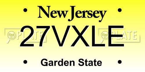 27VXLE New Jersey License Plate