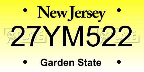 27YM522 New Jersey License Plate