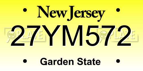 27YM572 New Jersey License Plate