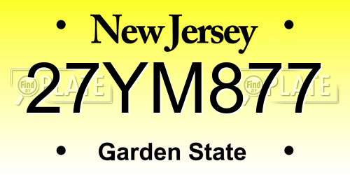 27YM877 New Jersey License Plate