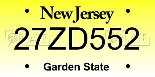 27ZD552 New Jersey License Plate