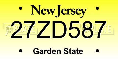 27ZD587 New Jersey License Plate