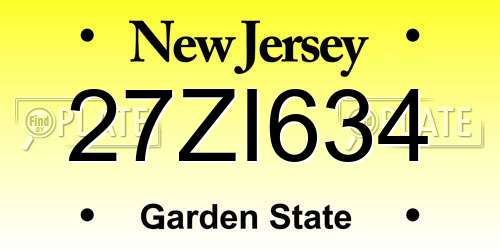 27ZI634 New Jersey License Plate
