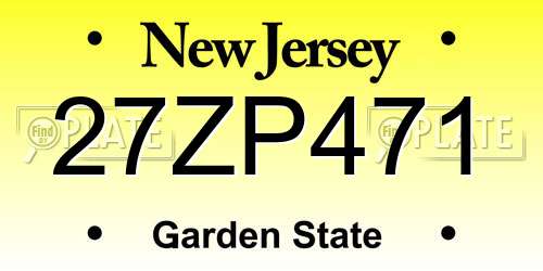 27ZP471 New Jersey License Plate