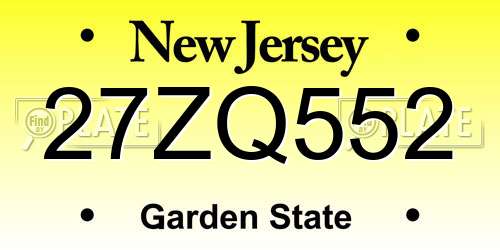 27ZQ552 New Jersey License Plate