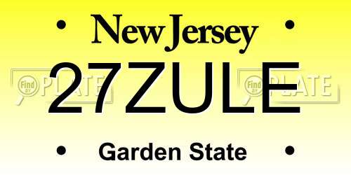 27ZULE New Jersey License Plate