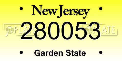 280053 New Jersey License Plate