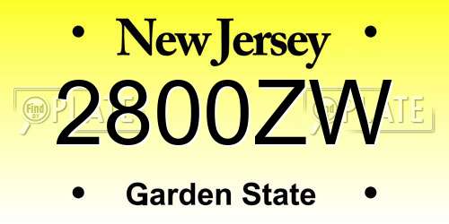 2800ZW New Jersey License Plate
