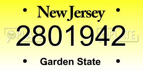 2801942 New Jersey License Plate