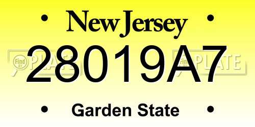 28019A7 New Jersey License Plate