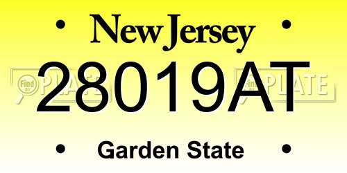 28019AT New Jersey License Plate