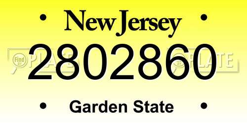 2802860 New Jersey License Plate