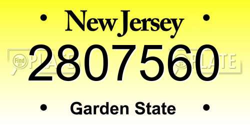 2807560 New Jersey License Plate