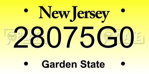 28075G0 New Jersey License Plate
