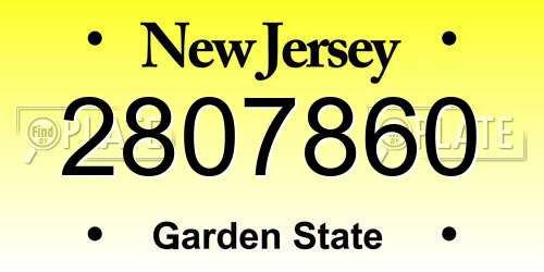 2807860 New Jersey License Plate