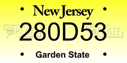280D53 New Jersey License Plate