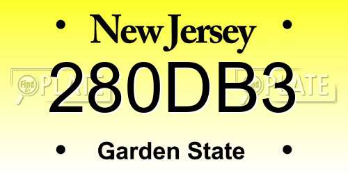 280DB3 New Jersey License Plate