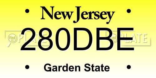 280DBE New Jersey License Plate