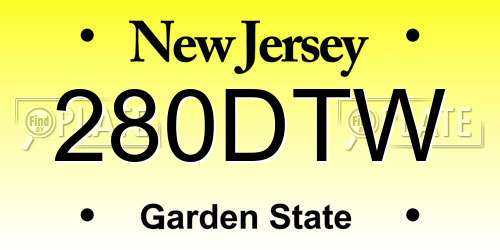 280DTW New Jersey License Plate