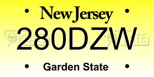 280DZW New Jersey License Plate