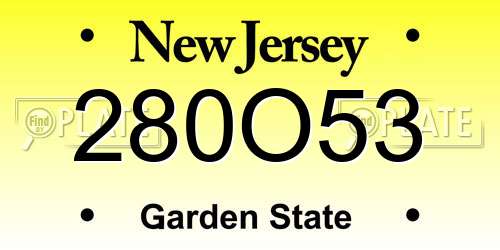 280O53 New Jersey License Plate