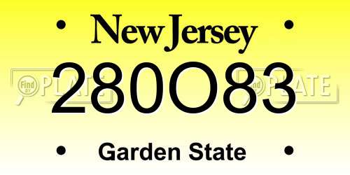 280O83 New Jersey License Plate