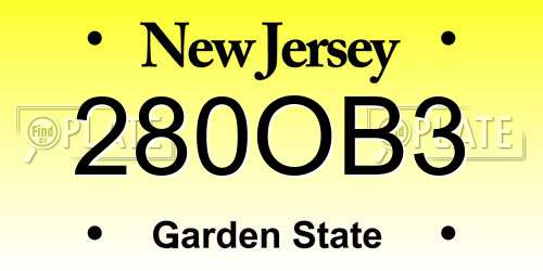 280OB3 New Jersey License Plate