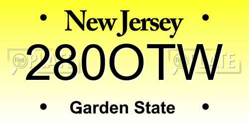 280OTW New Jersey License Plate