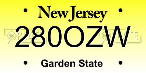 280OZW New Jersey License Plate