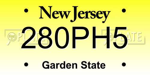 280PH5 New Jersey License Plate