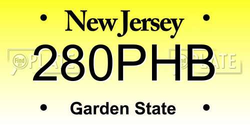 280PHB New Jersey License Plate