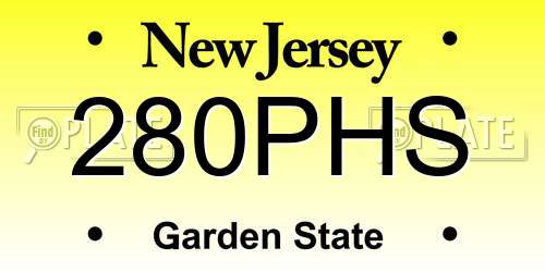 280PHS New Jersey License Plate