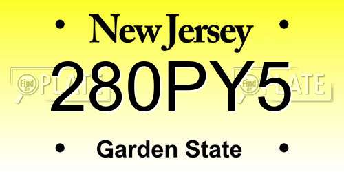 280PY5 New Jersey License Plate
