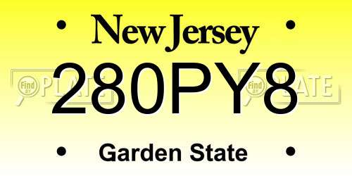 280PY8 New Jersey License Plate