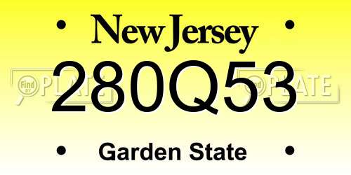 280Q53 New Jersey License Plate