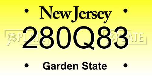 280Q83 New Jersey License Plate