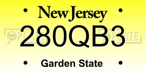 280QB3 New Jersey License Plate