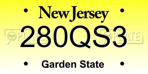 280QS3 New Jersey License Plate