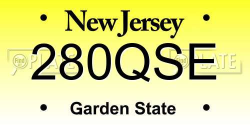 280QSE New Jersey License Plate