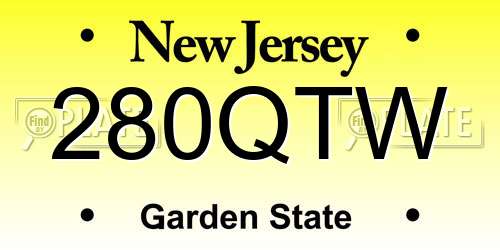 280QTW New Jersey License Plate