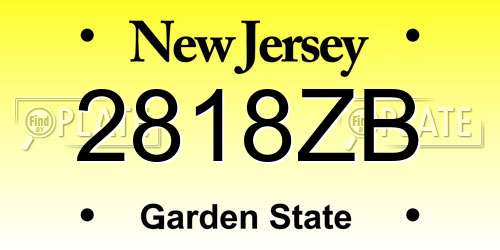 2818ZB New Jersey License Plate