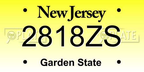 2818ZS New Jersey License Plate