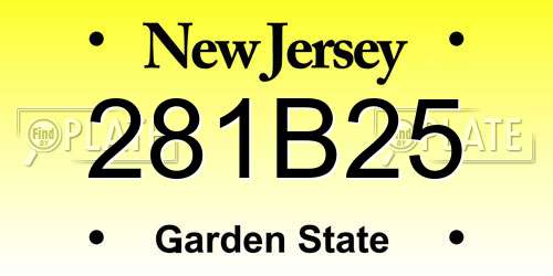 281B25 New Jersey License Plate
