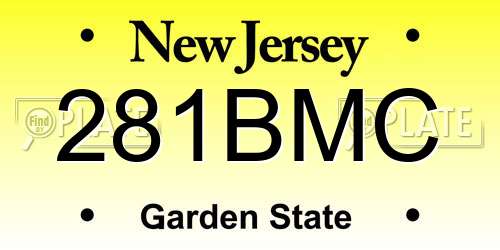 281BMC New Jersey License Plate