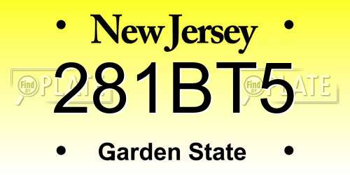 281BT5 New Jersey License Plate