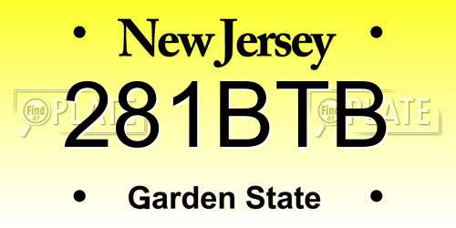 281BTB New Jersey License Plate