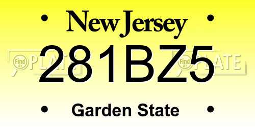 281BZ5 New Jersey License Plate