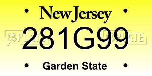 281G99 New Jersey License Plate