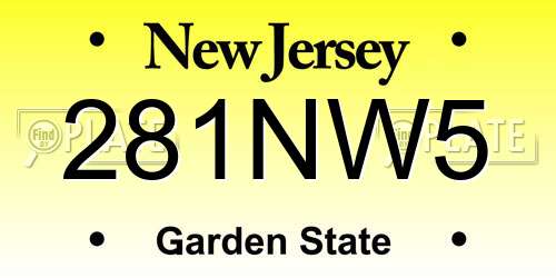 281NW5 New Jersey License Plate